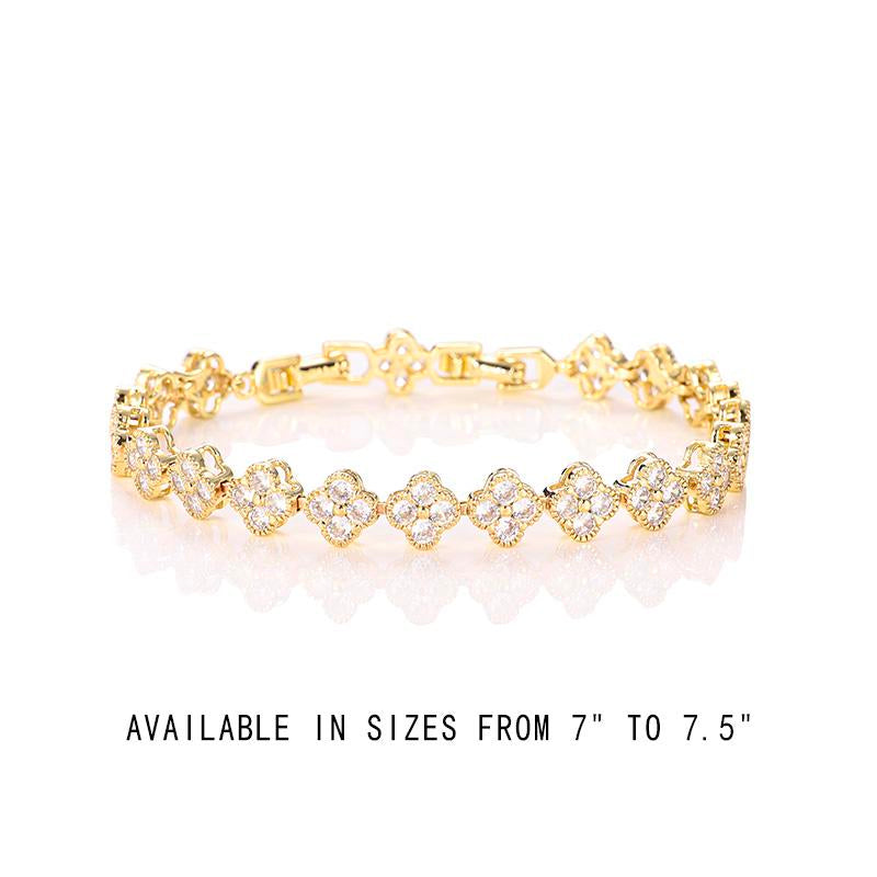 ABEAUT 14K Gold Plated Four-Leaf Clover Bracelet -Hypoallergenic Gold Bracelets for Women - Available in Sizes from 7" to 7.5" Inch