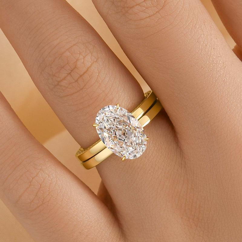 Effinny 3.5 Ct Oval Cut 2-Piece Wedding Ring Set with 5A Cubic Zirconia - Bridal and Anniversary Ring for Women