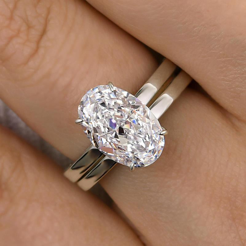 Effinny 3.5 Ct Oval Cut 2-Piece Wedding Ring Set with 5A Cubic Zirconia - Bridal and Anniversary Ring for Women