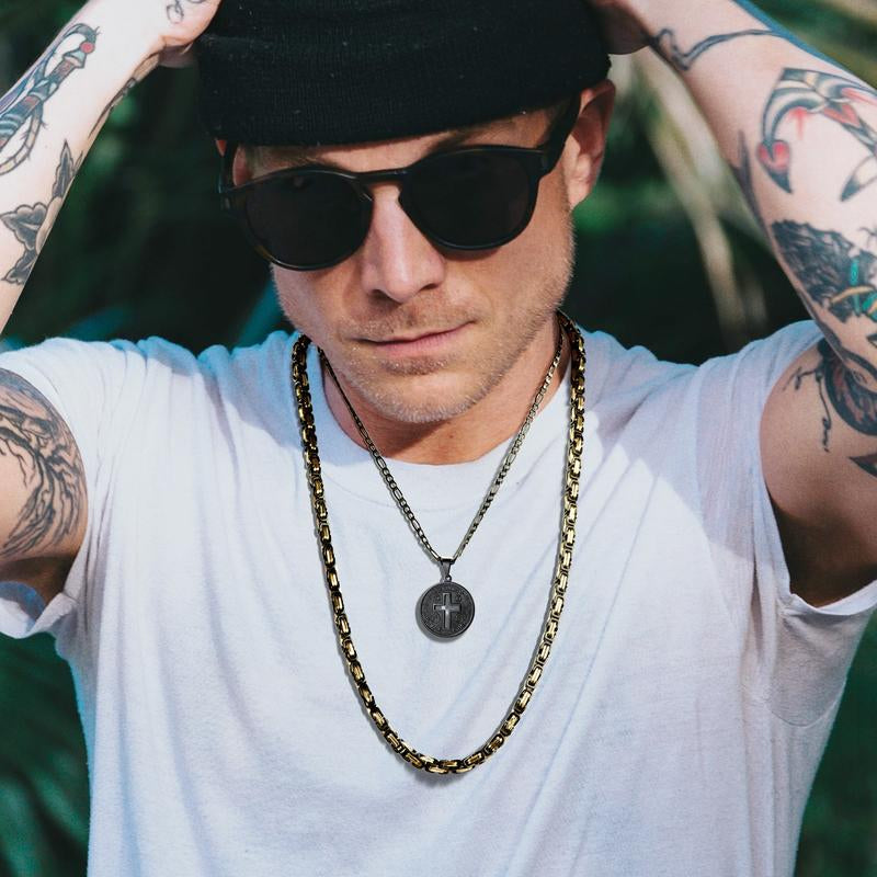 PROSTEEL Byzantine Chain Necklace Stainless Steel Stylish and Cool Length 18-30 Inches Width 4MM/6MM/8MM Necklaces for Men Women with Gift Box