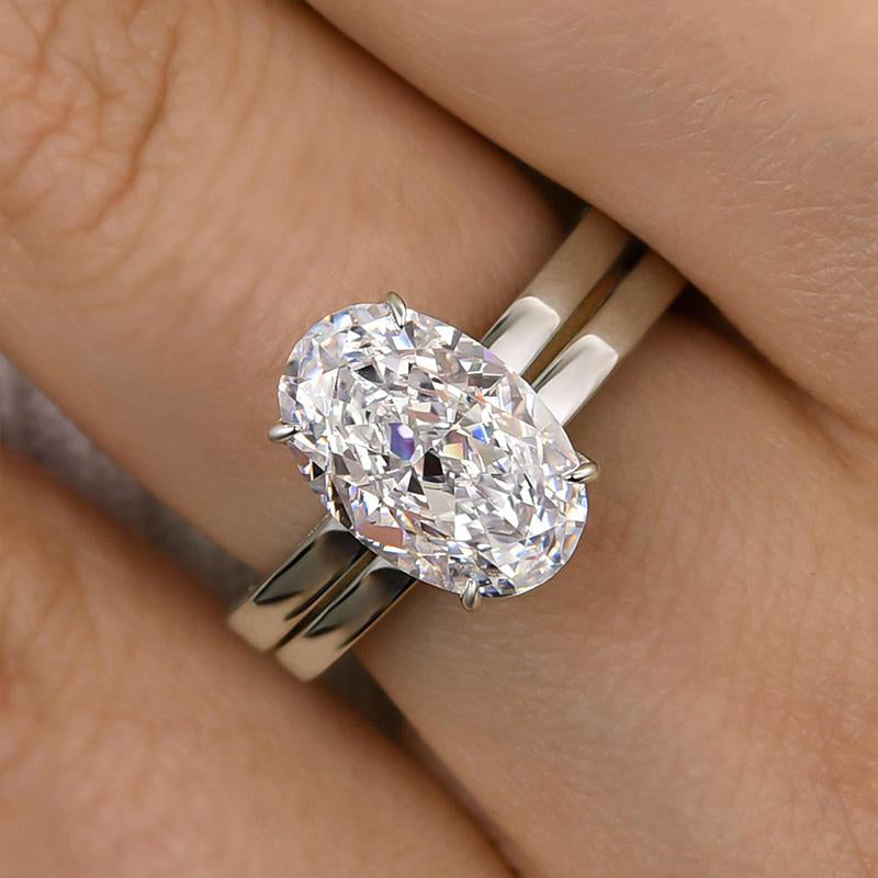 Effinny 3.5 Ct Oval Cut 2-Piece Wedding Ring Set with 5A Cubic Zirconia - Bridal and Anniversary Ring for Women