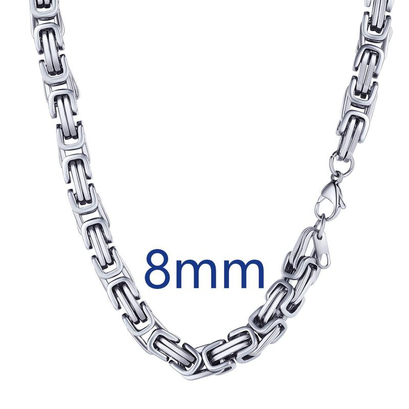 PROSTEEL Byzantine Chain Necklace Stainless Steel Stylish and Cool Length 18-30 Inches Width 4MM/6MM/8MM Necklaces for Men Women with Gift Box